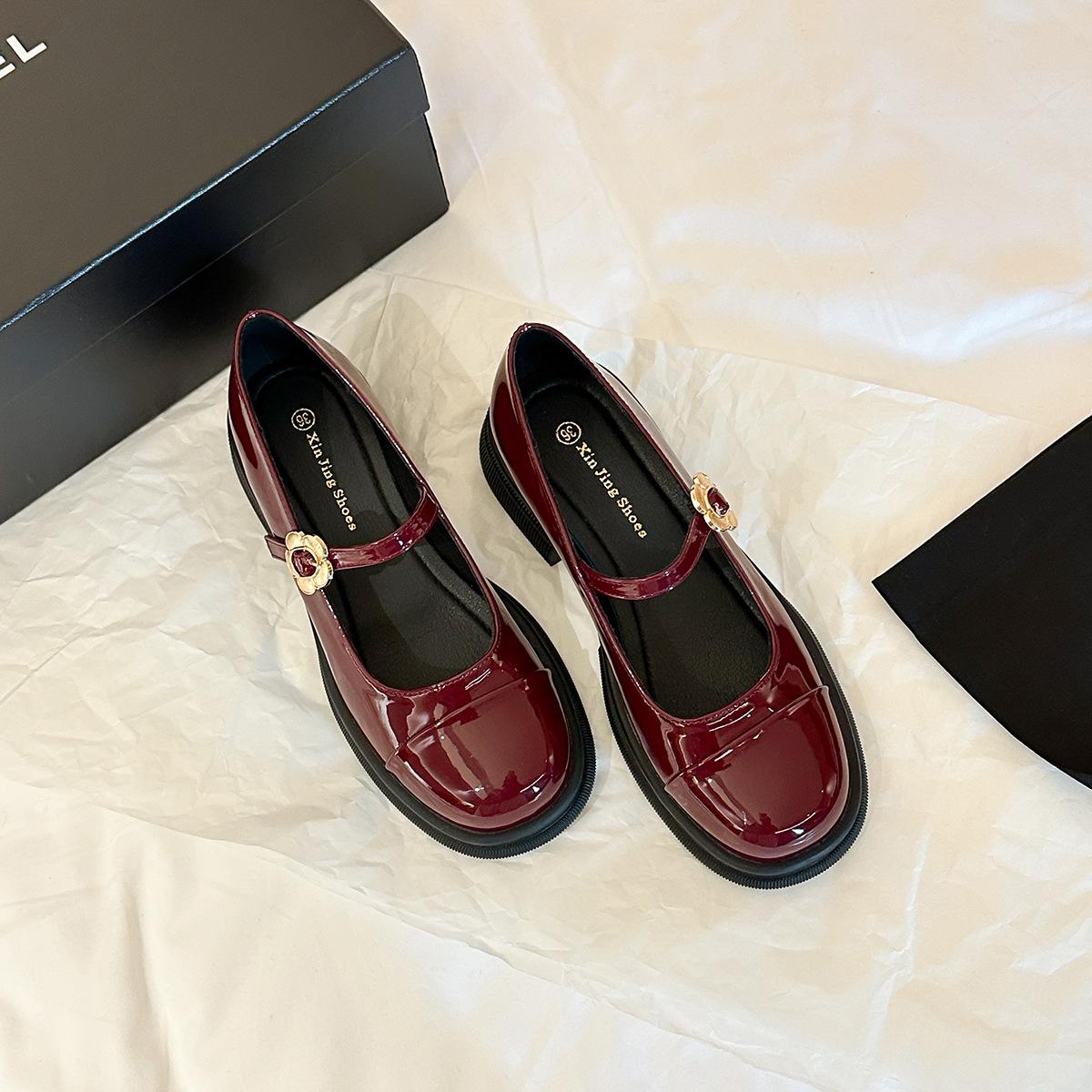 

Q1-37 Британский стиль французский ретро платформа Мэри Джейн Любовь туфли-одиночки новая цветовая гамма плоская подошва маленькие кожаные туфли женские 40 бордовый