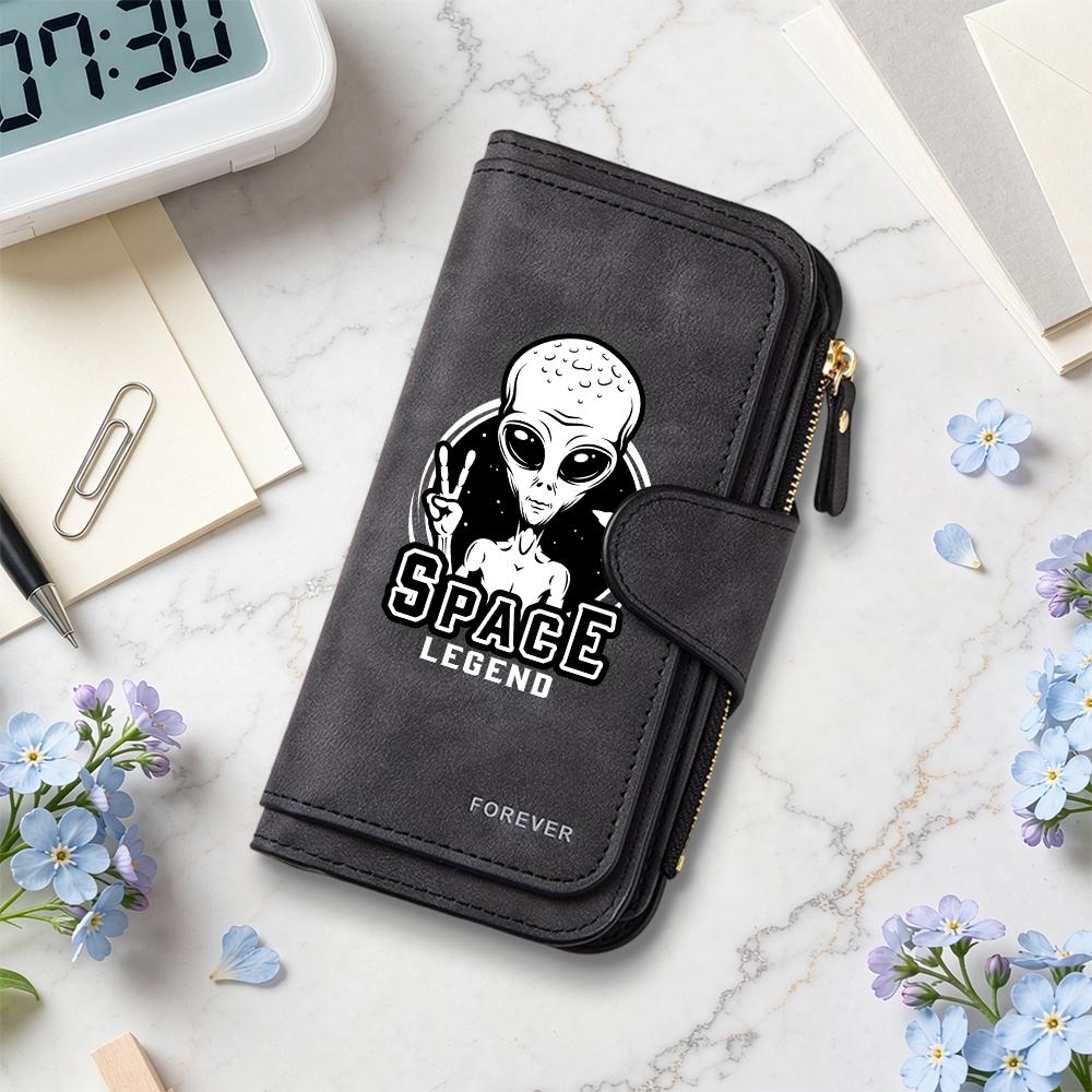 Alien Printed Long Wallet Fashion Portable Card Holder
