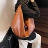 Vintage große Kapazität Umhängetasche weiches Leder Damen einfarbig Crossbody Tote Bag