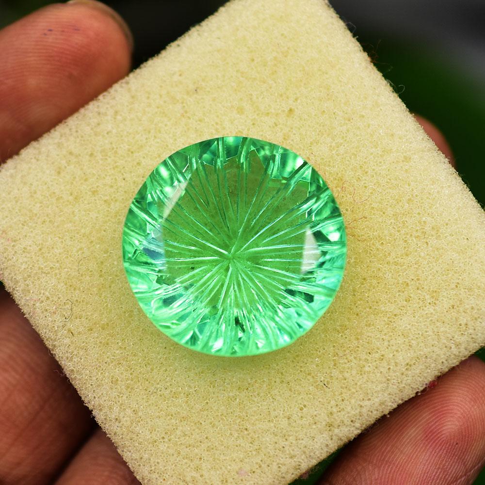 Lab-Created Green Peridot Loose Gemstone Round Shape 36.05 Ct for Jewelry Making and Gem Collections