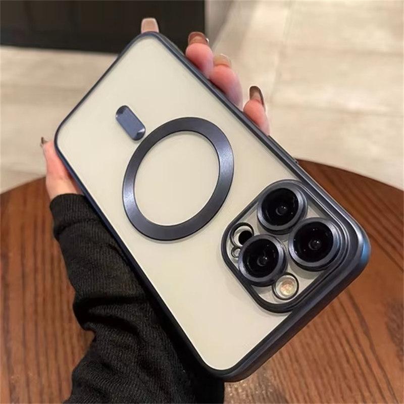 

Роскошный матовый бампер Magsafe Magnetic Phone Case для iPhone 11 12 13 14 15 16 Pro Max Lens Clean Protector On 15 Plus Cover iPhone 16 Pro