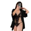 Lace black sexy one-piece suspender lingerie women's free open-file temptation hollow perspective thin suit