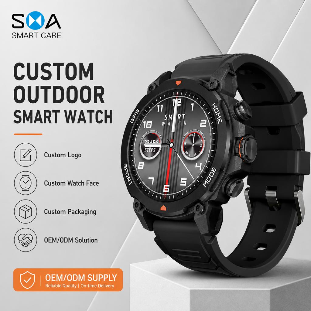 Factory Outdoor GPS Smart Watch 5ATM Waterproof AMOLED Custom Logo Sport Smartwatch with Bluetooth Calling