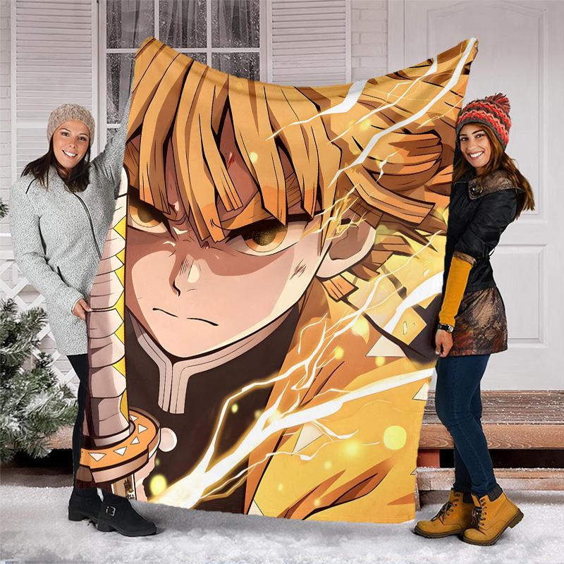 1pc Agatsuma Zenitsu Theme Blanket - Digital Print, Polyester, Cozy for All Seasons, Perfect for Outdoor, and Travel
