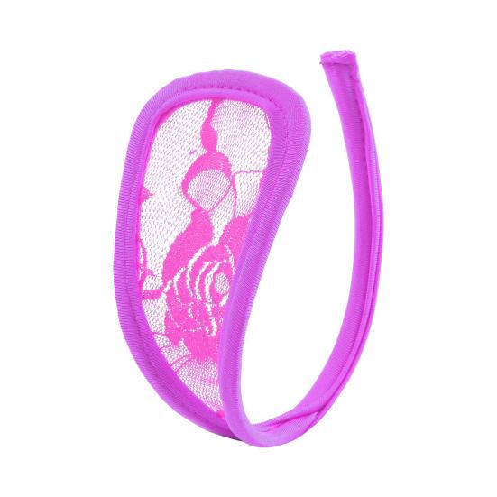 Women C String Underwear Sexy Floral Lace C Shape Mesh Thong Seamless Sheer See Through Panties for Bachelorette Valentine's Day