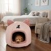 Universal Semi-Closed Winter Cat Nest Cartoon Warm Pet Sleeping Basket Cozy Anti-Slip Pet Castle House for Cats and Dogs