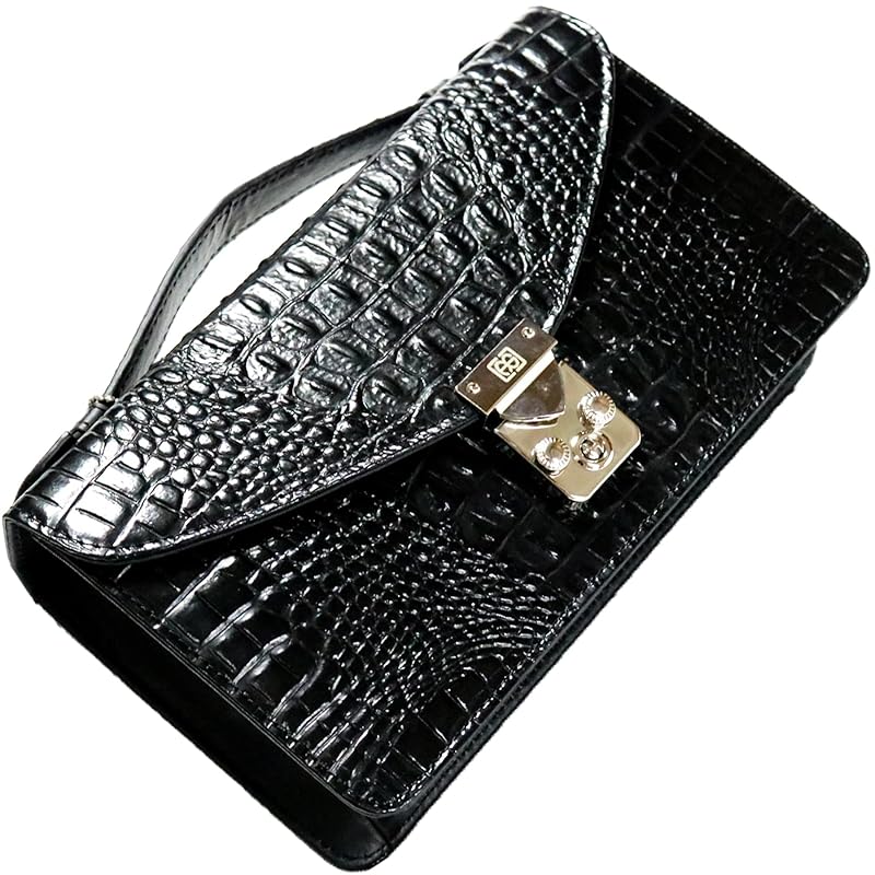

[FashionBerry] black long wallet men s wallet bag Integrated type genuine leather wallet bag large big large capacity wallet clutch bag crocodile