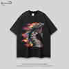 Mens Loose Fit Cotton T-Shirt With Bold Animal Print Breathable Casual Short Sleeve Top Daily Wear