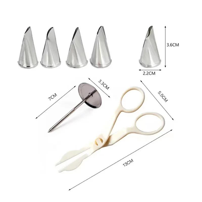 9Pcs/set Flower Scissor Cake Tray 7pcs Leaf Tips Tulips Rose Nozzle Nail Decor Lifter Fondant Cream Transfer Baking Pastry Tool