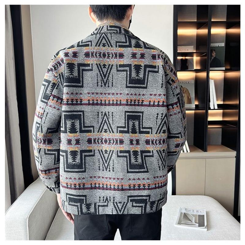 Tweedová bunda Jaro Podzim Pánský Top Ležérní Volná Nová Vlna