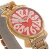 Gaga Milano Manuare 35 Uhren 6021 Rotes Zifferblatt Vergoldet Quarz Analoganzeige Damen Gebraucht