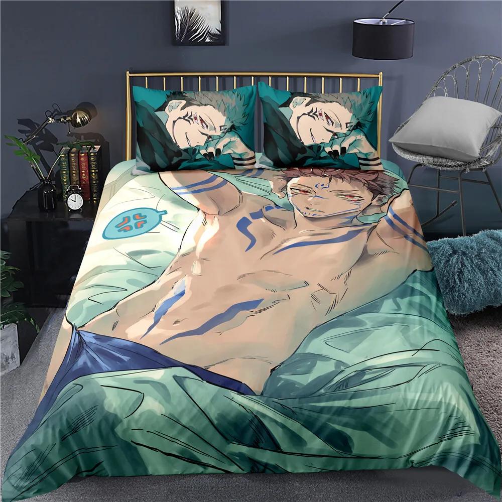 2/3 Pieces Jujutsu Kaisen Bedding Set Japan Anime Duvet Cover Home Custom Luxury Bed Quilt Cover Single Queen Bed Cover Set