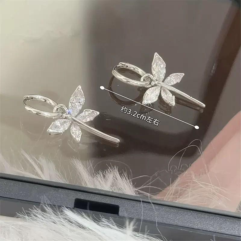 Elegant Zircon Dragonfly Detachable Two-Way Ear Cuff Earrings for Women