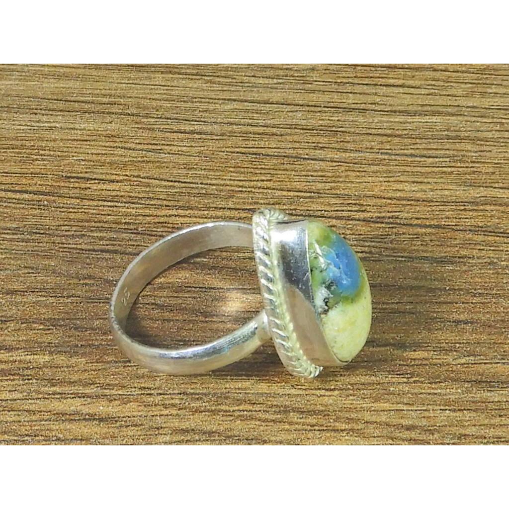 Natural K2 Jasper Solid 925 Sterling Silver Handmade Pear Ring Size US-07 MK-02