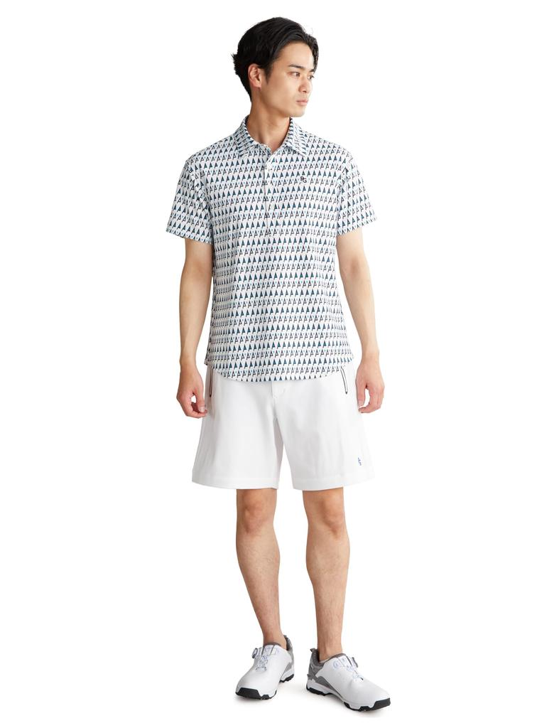 Pearly Gates Short Sleeve Polo Shirt Geometric Golf Base 7 Men's (Logo Print) / / 053-4160415 031_White [3L]