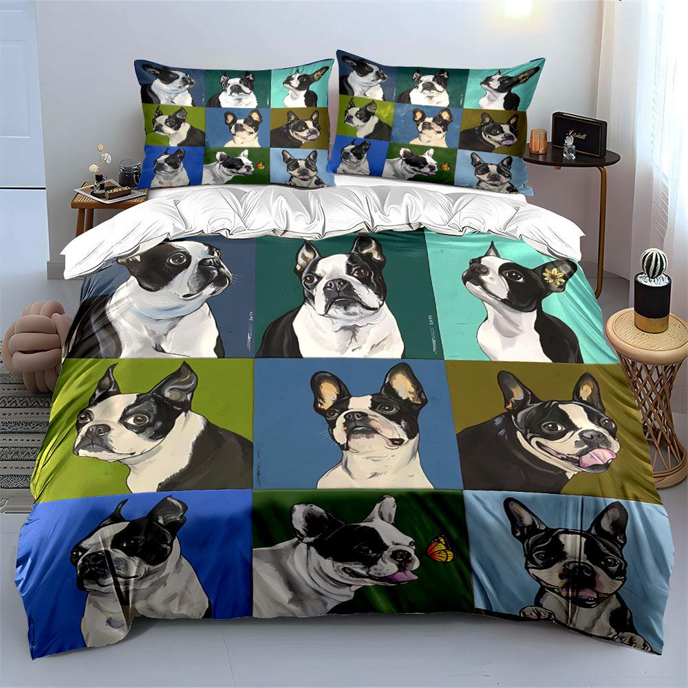 French Bulldog Portrait Set Bedding Duvet Cover Set Duvet Cover Pillowcases  (1*Duvet Cover 2*Pillowcases, without duvet insert)