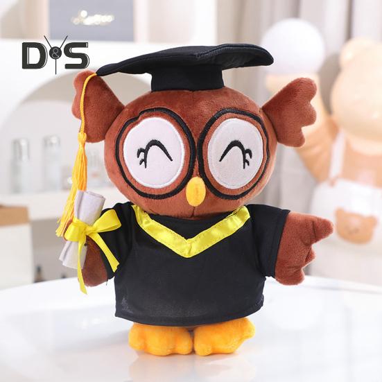 Graduation Owl Bear Doll Cute Plush Class of 2025 Gift for Her Him Personalized School Stuffed Animal Mini Doctoral Hat Design Graduation Decorations