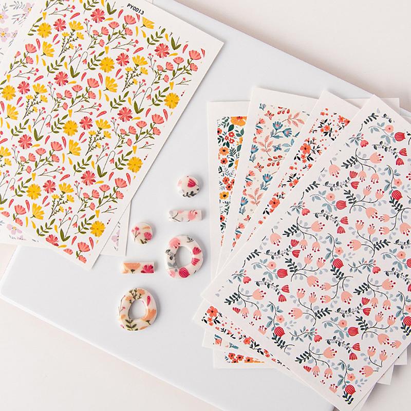 Polymer Clay Watercolor Transfer Paper Engraving Printing Modeling Decorative Paper Soft Pottery Earrings Jewelry Coloring Tools
