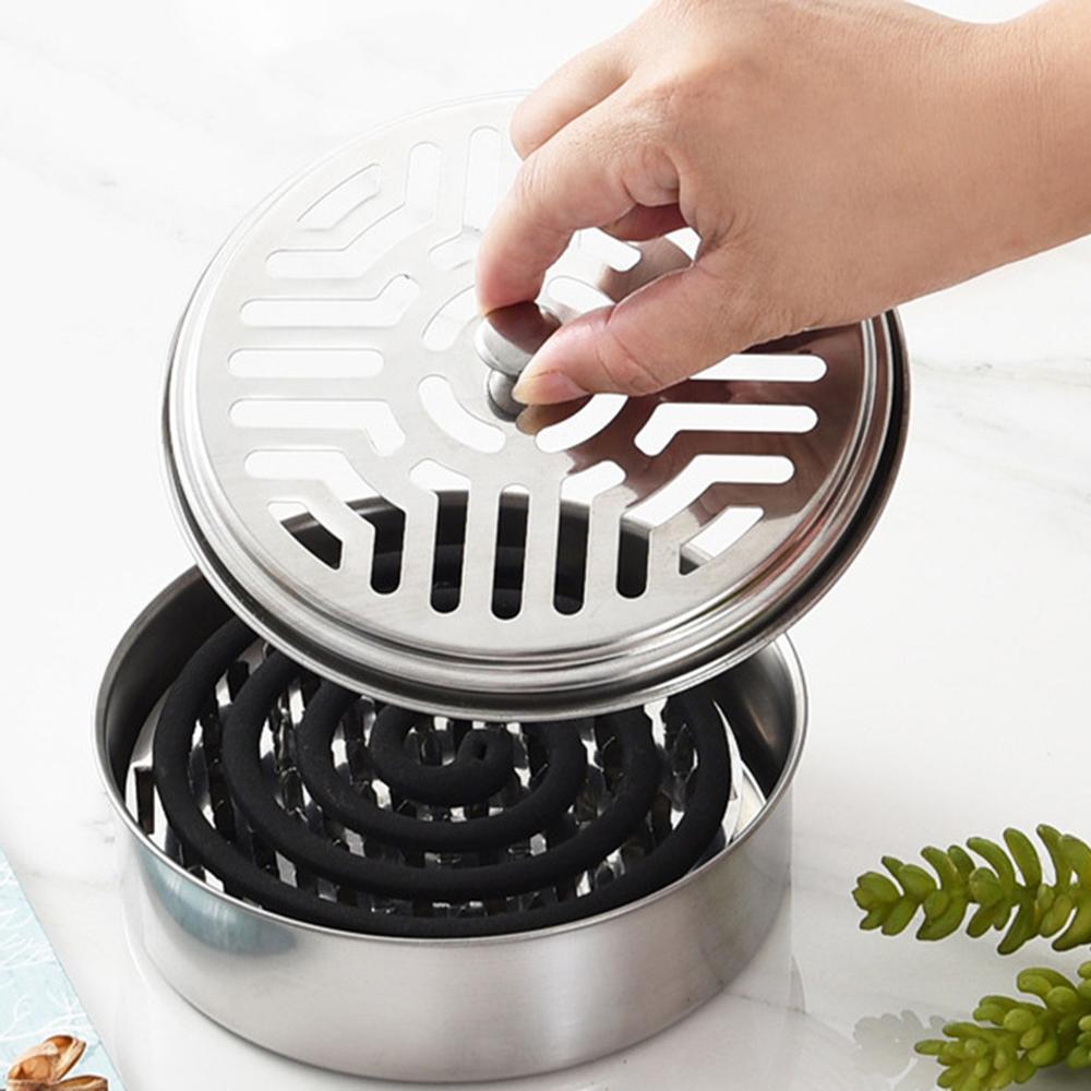 Držák na cívky proti komárům Nerezová krabice na cívky proti komárům s krytem Kulatý zásobník na cívky proti komárům Potřeby proti komárům se snadno čistí