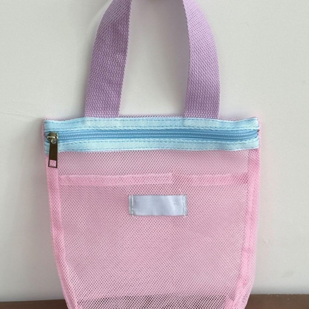 Travel Handbag Mesh Toiletry Storage Bag Cosmetic Pouch Portable Washing Bag For Women Girls Vacation