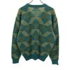 Yves Saint Laurent 90er Jahre Altes Geometrisches Muster Langarm V-Ausschnitt Pullover Damen Gebraucht