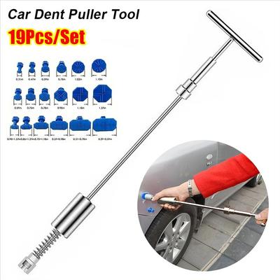 19Pcs/Set T-bar Pulling Car Dent Puller Paintless Mechanical Metal Slide T Dent Remover Kit Dent Repair Tool Auto Body Part Tool