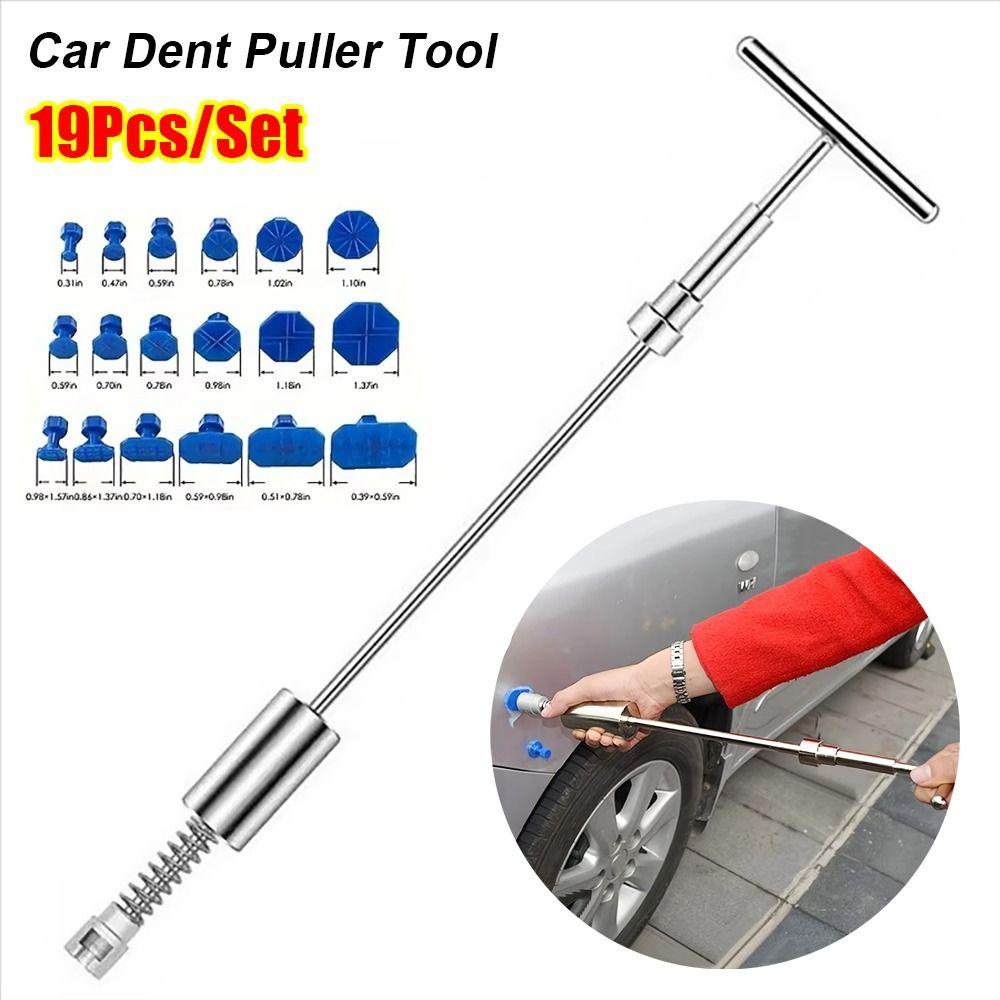 19Stk/Set Lackfreier Auto Dellen Ausbeuler T-Stange Ziehen Dellen Reparaturwerkzeug Karosserieteil Werkzeug