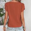 New Chic Womens Asymmetrical Neck Puff Sleeve Blouse Casual Button Detail Short Sleeve Top Elegant Loose Fit Summer Shirt for Work  Everyday Wear