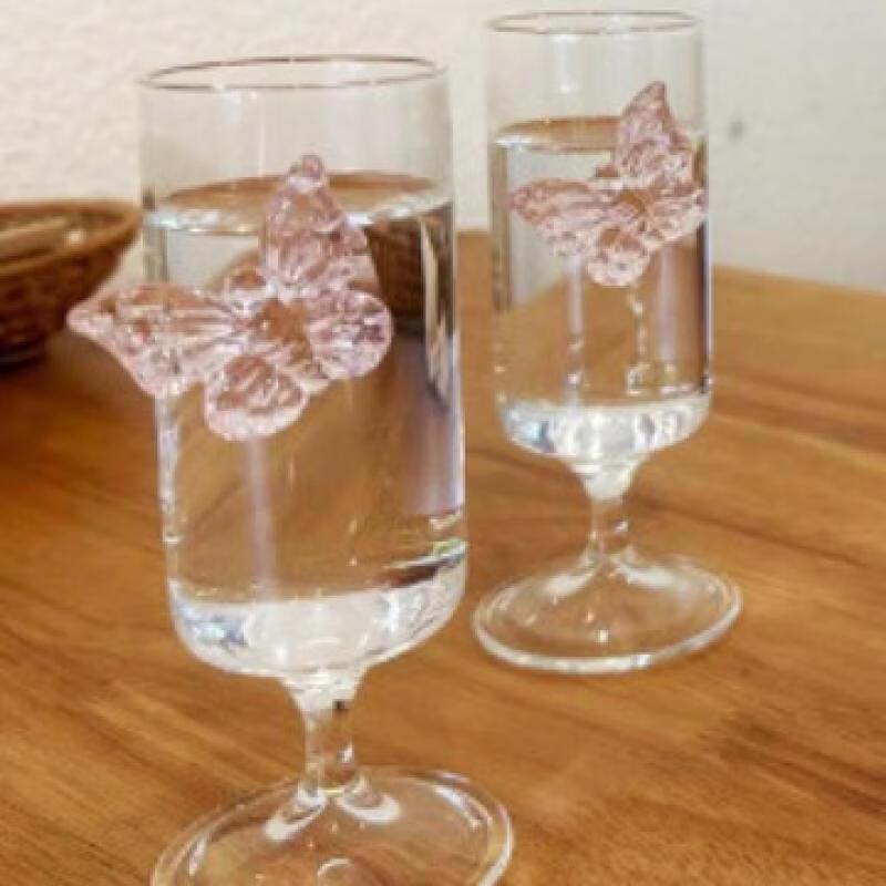 Yipan High Borosilicate Glass Teapot Set with 4 Transparent Butterfly Cups
