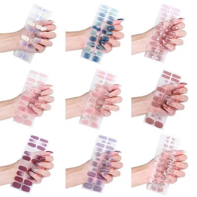 22 kusů samolepicích barevných nálepek na lak na nehty, celoplošné zábaly pro nail art