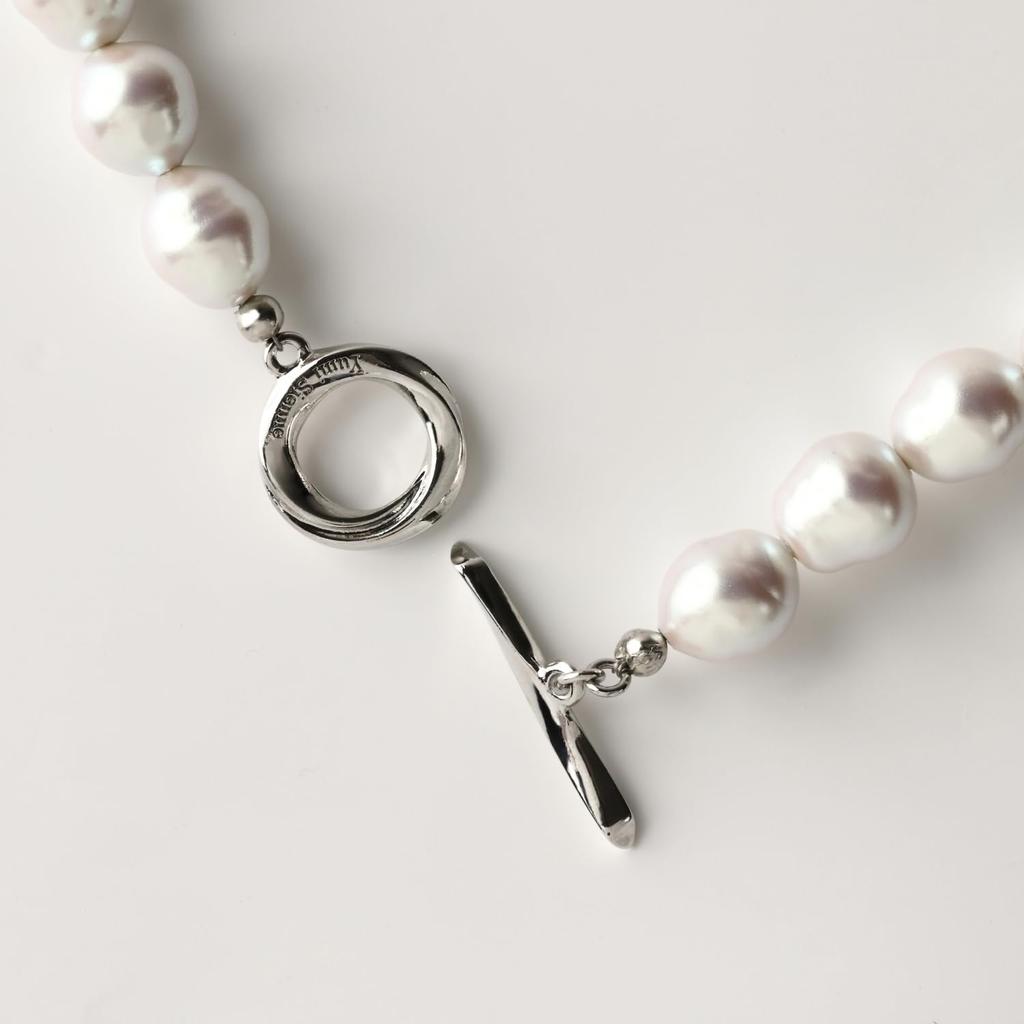 [MIONO] [Produced by Yumi Katsura] Yumi sienne Pearl Necklace Coco 42cm Formal Occasions Simple Popular White Made in Japan (Silver)