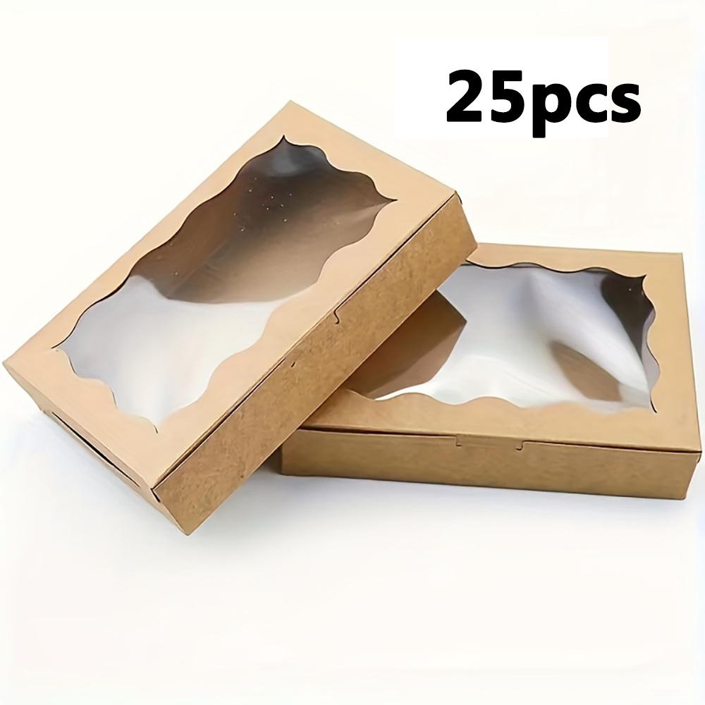 

25 шт. подарочных коробок из крафт-бумаги премиум-класса с прозрачным окном, идеально подходящих для печенья, макарон, конфет, идеально подходящих для свадеб, вечеринок и украшений 25pcs