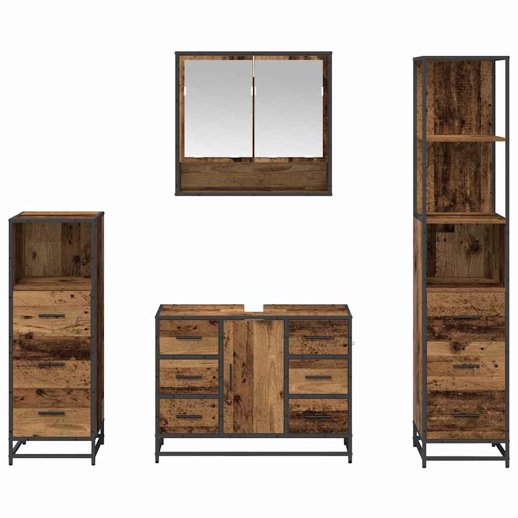 Bathroom Furniture Set with Drawers 4 pcs Reclaimed Wood Effect Particleboard