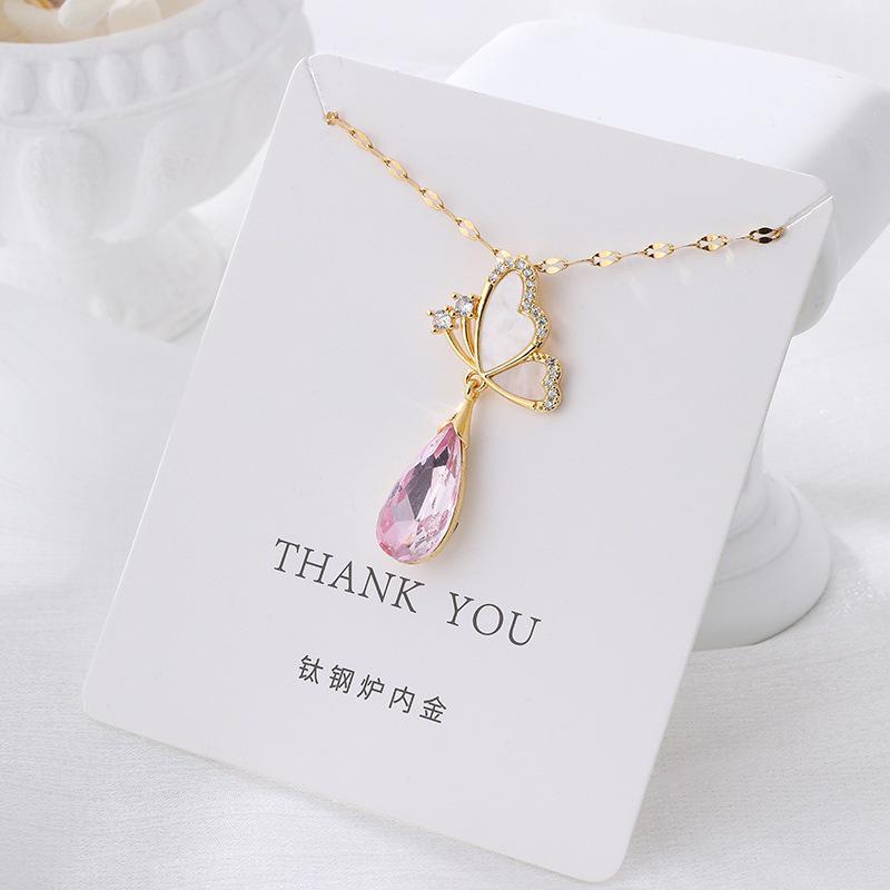 Versatile Luxury Titanium Steel Necklace with a Colorfast Pendant - Simple Niche Design Clavicle Chain for Women.