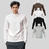 Men's Stretch Slim Fit 300g Quick-Dry Long Sleeve Fitness Top with Semi-High Neck
