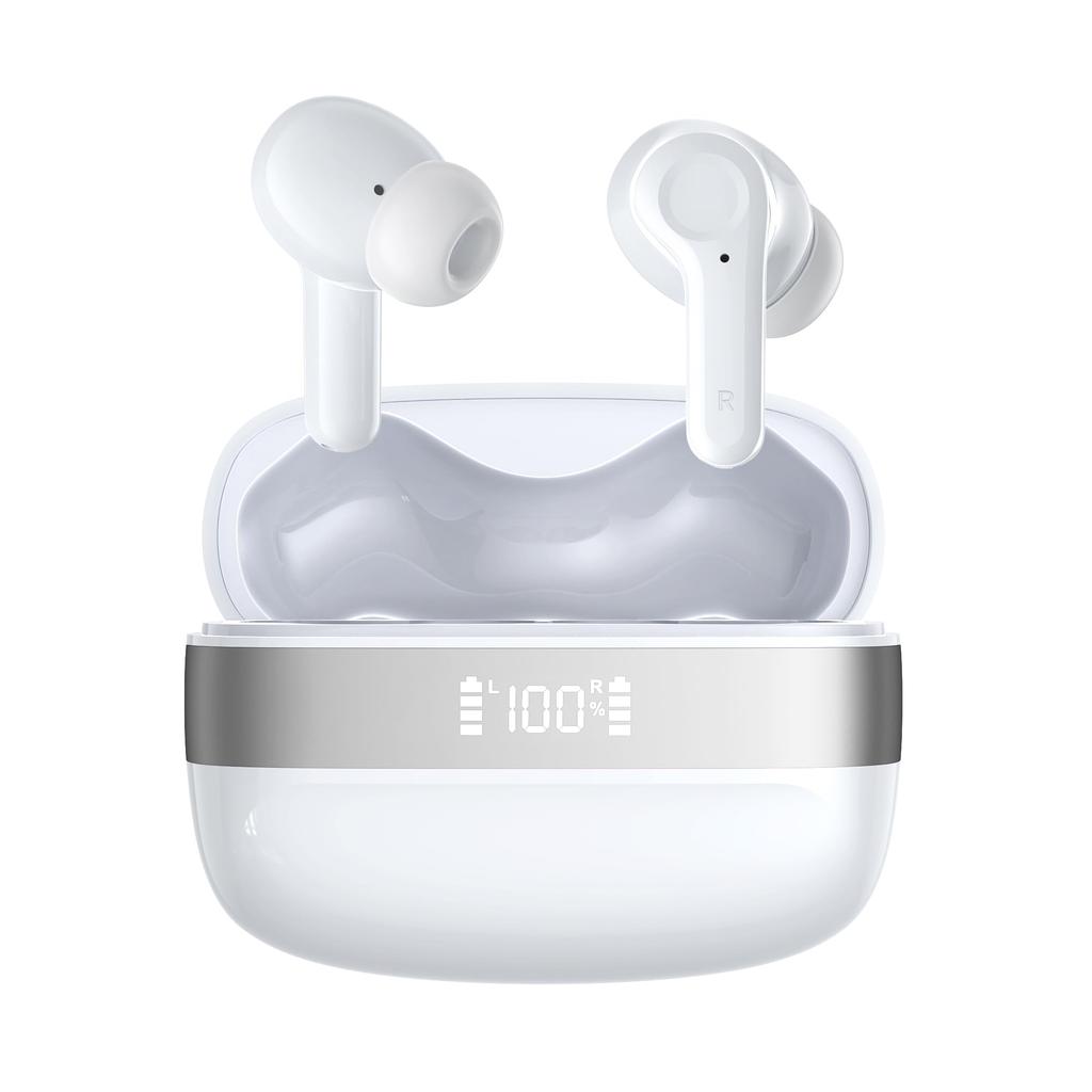 Bluetooth Earphones, Wireless Earbuds, Bluetooth 5.4+EDR, Hands-Free Calling, Built-in Microphone, Touch Control, AI Smart ENC Calling, 90 Hours of