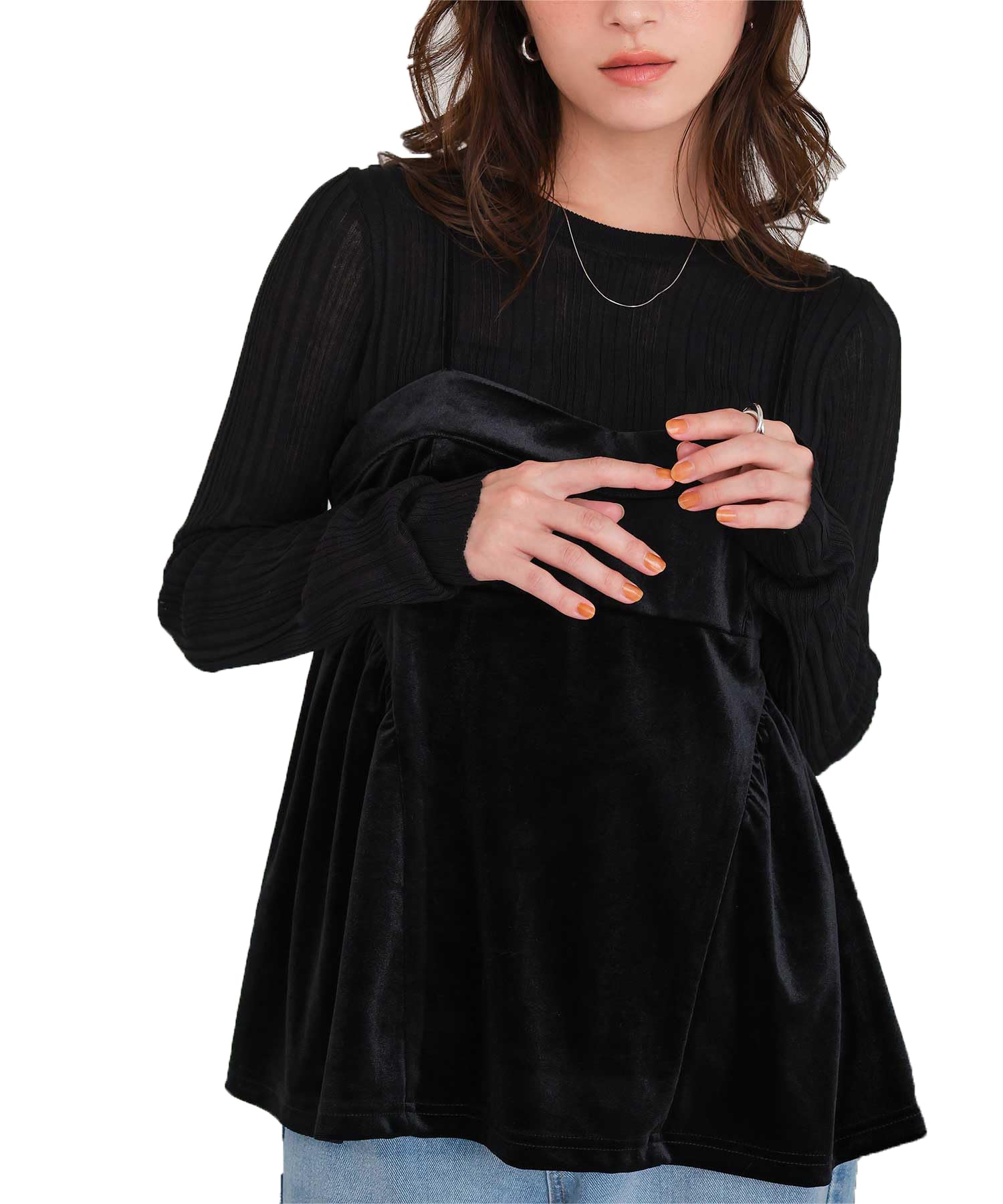 

Titibait AFXP4314 Crew Neck Random Rib Sheer Size Black Women s Knit, M, чёрный