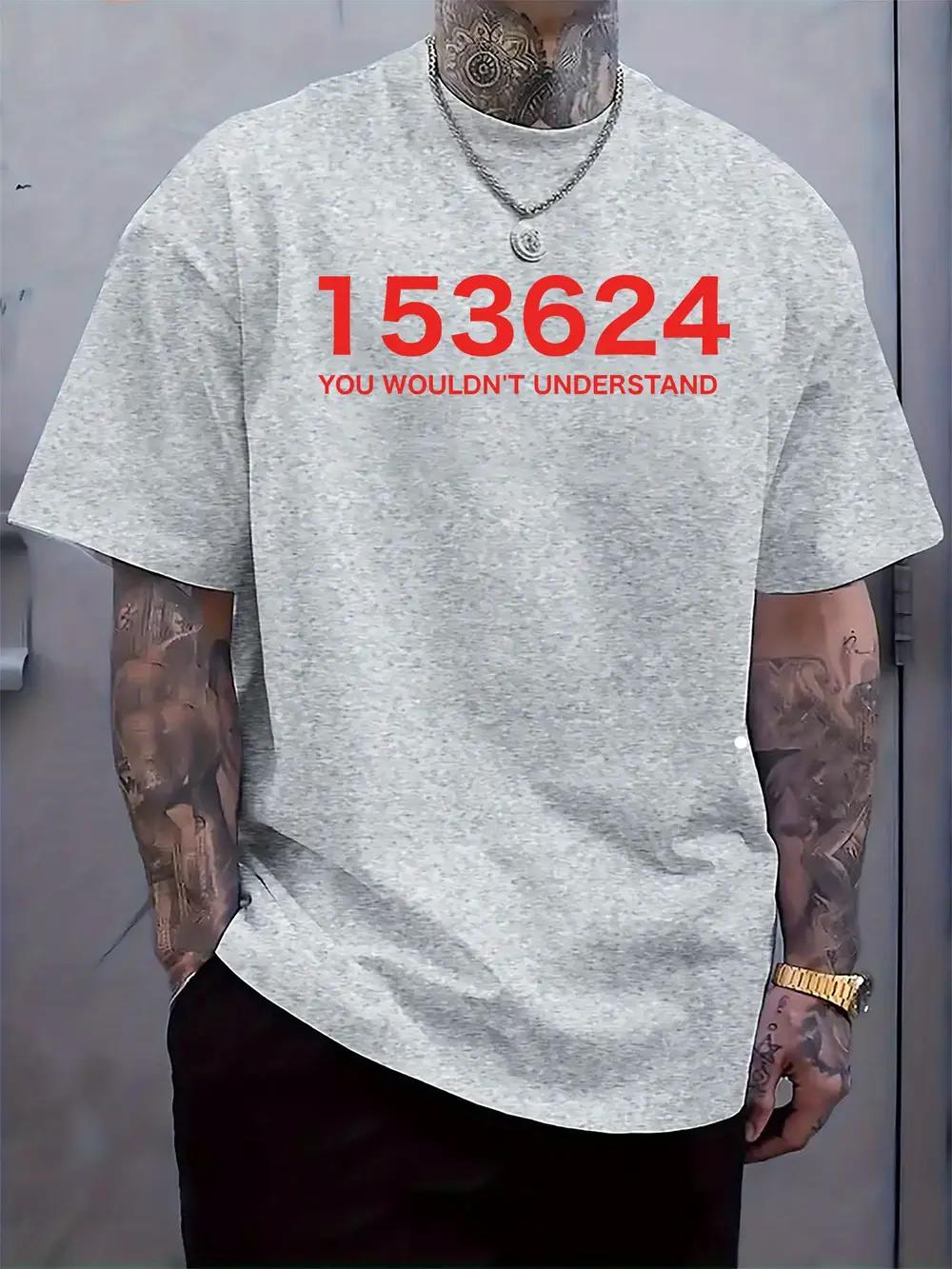 

Casual Crew Neck T-shirt with Mysterious Number Print - Short Sleeve L