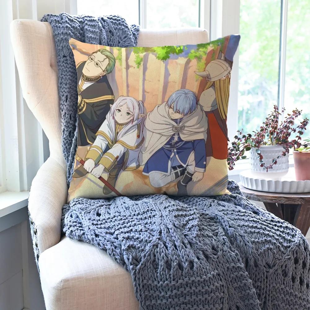 Animation Frieren Beyond Journeys End Pillow Case Square Pillow Bedroom Sofa Leisure ComfortCarLiving Room Home Decoration 40X40