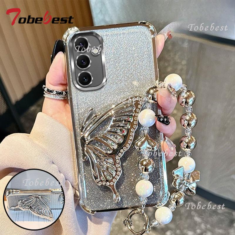 

Shockproof Plating Butterfly Bracelet Case for Samsung Galaxyu A17 A07 A16 A26 A36 A56 A06 A15 A25 A35 A55 A14 A24 A34 A54 4G 5G A17 срібний