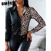 GMXIA Women's Fashion Casual Solid Color Print Long Sleeve POLO Neck Blouses & Shirts