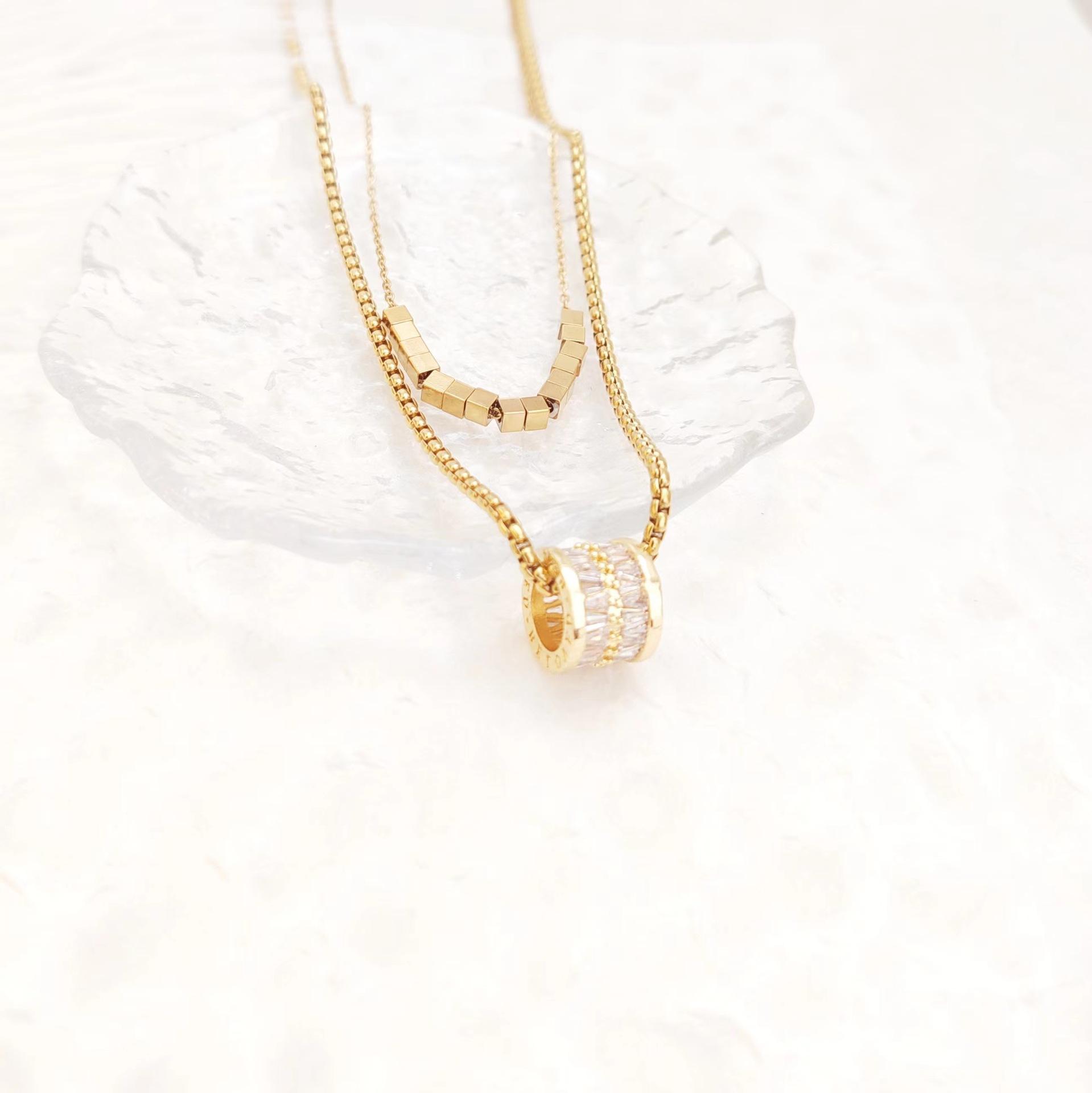 

Double-Layer Stacked Small Waist Necklace Women S High-End Sense Light Luxury Personality Versatile Collarbone Chain Autumn And Winter Accessories