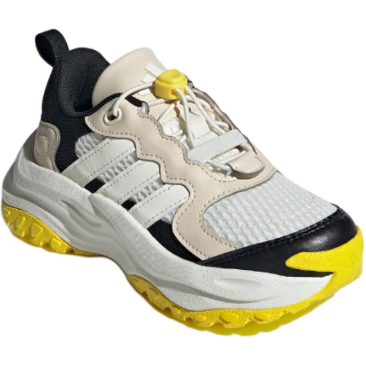 Adidas Maxxwavy Comfortable Versatile Non-Slip Breathable Low-Top Casual Shoes Kids Casual Shoes Light-Ivory Black Yellow JR5873