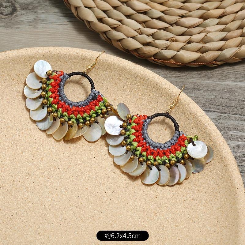 Bohemian Earrings Hand-woven Retro Vacation Versatile Temperament Earrings Women's Long Earrings