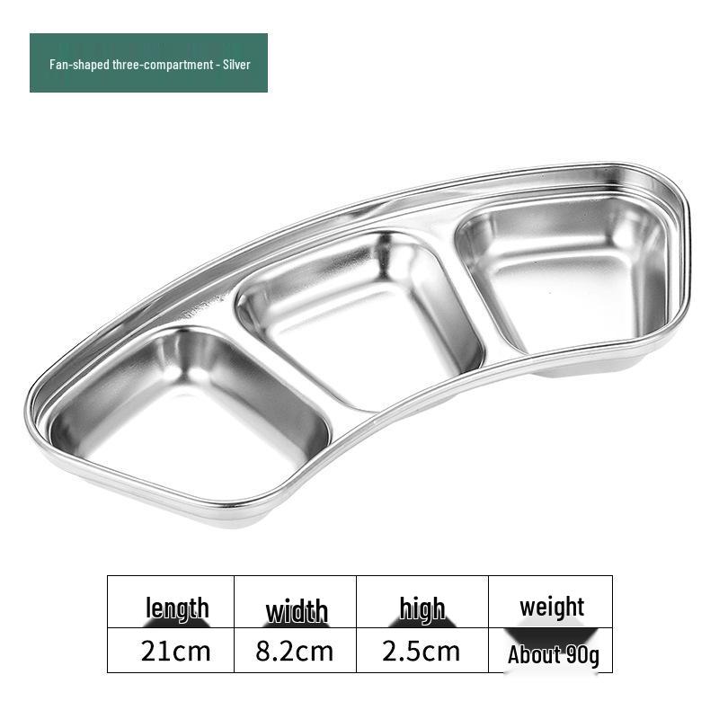 Golden Korean-Style Two/Three-Compartment Sauce Dishes – 304 Stainless Steel for Kimchi, Barbecue, and Hot Pot Seasoning.