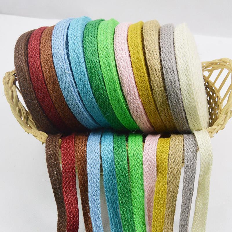 Color Flat Hemp Rope Webbing Handmade Diy Kindergarten Retro Decoration Flat Jute Strap, Textile Accessories Ten