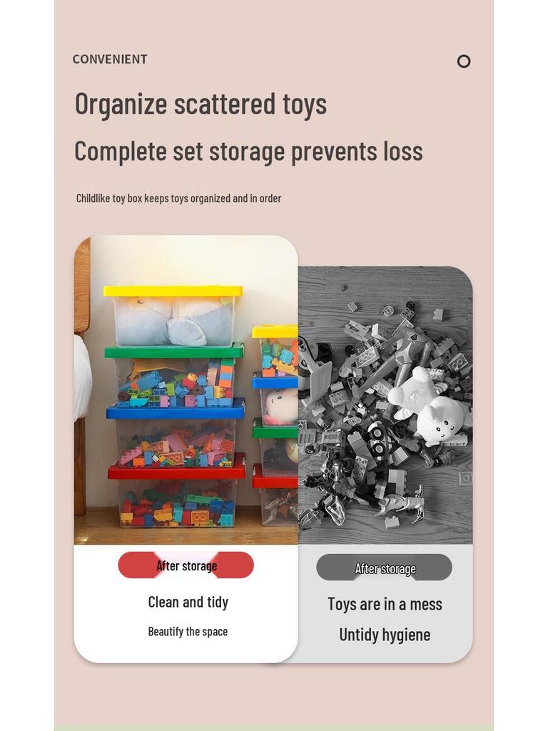 Transparent Large Lego Storage Box with Lid - Children's Toy Organizer