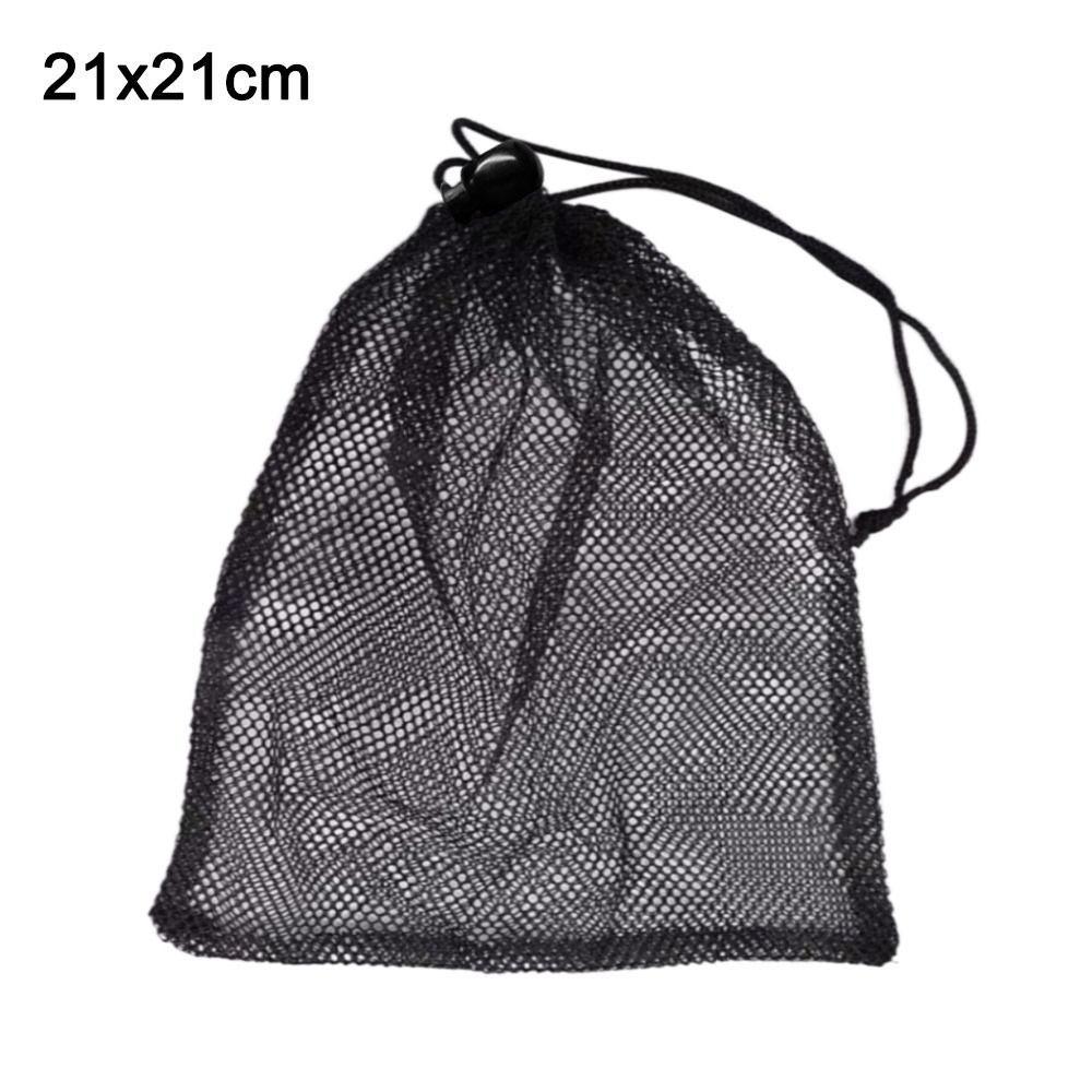 Durable Multi Purpose Drawstring Storage Pouch Bag Nylon Black Laundry Bag Breathable Mesh Pouch Travel Outdoor Activity Pouch