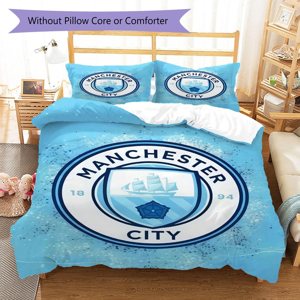 Neat MCFC Frames Bedding Quilt Set Quilt Cover Pillowcase Home Decoration Birthday Gift (1 * Duvet Cover + 2 * Pillowcase, Without Core)