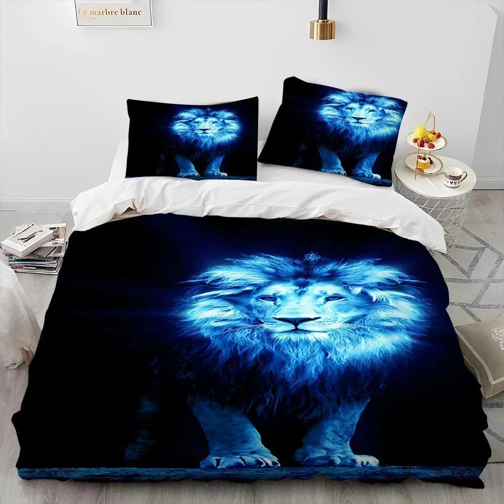 3PC Bedding Set Tiger Leopard Wolf Animal 3D Printed Duvet Cover BeddingSet Comfortable Breathable Luxury Sheet Cotton Bedding